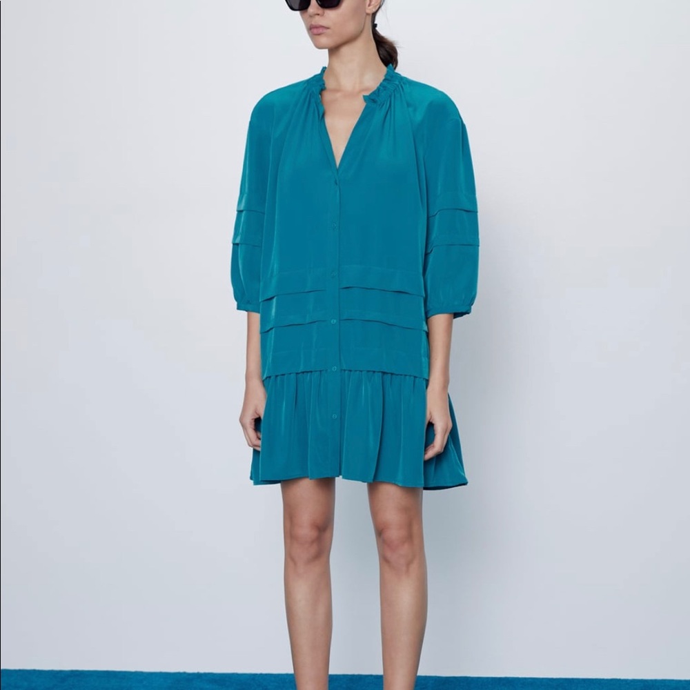 Zara duck blue Xs  mini dress NWT